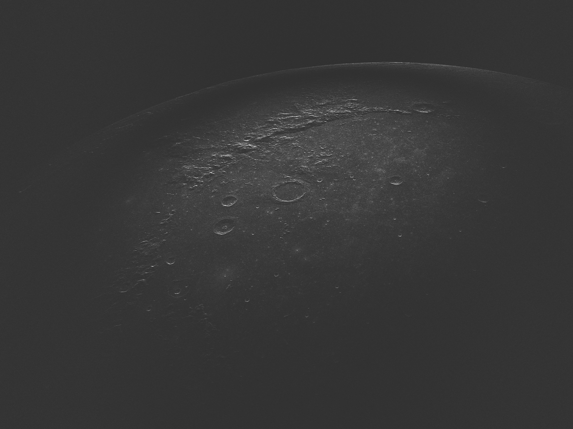 Opposite-sense circular polarization radar image of Archimedes crater region at 4.2-cm wavelength.
